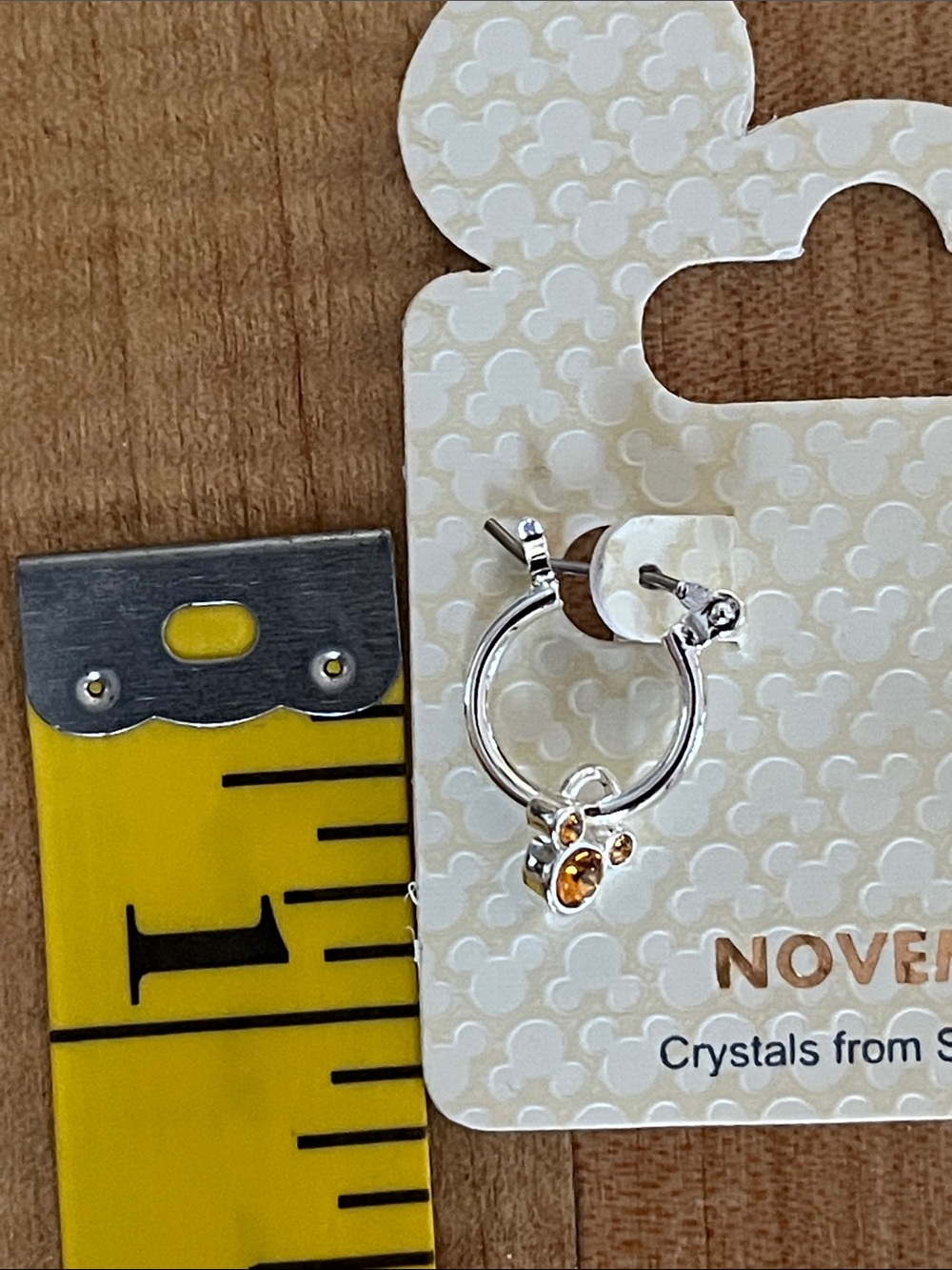 Swarovski Silver Tone Hoop Earrings with Amber Crystals November Birthstone - Picture 5 of 5